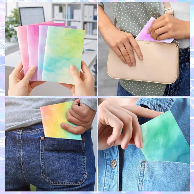 Tenceur 100 Pcs Mini Tie Dye Notebooks Pocket Notepads Bulk Tie Dye Small Memo Pad 3" x 5" Back to School Journal Notebook for Pastel Party Favors Birthday Gifts Classroom Office Supplies