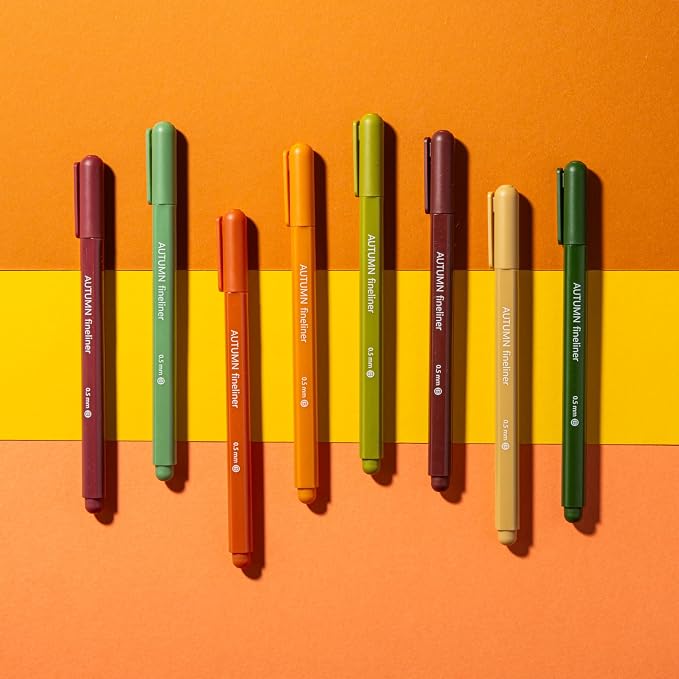DIVERSEBEE Fine Tip Pens, 0.5mm Fine Point, Assorted Colors (Autumn) | 8 Bible Pens No Bleed Through Fineliners, Markers for Journaling, Bible Study Journaling Supplies and Accessories