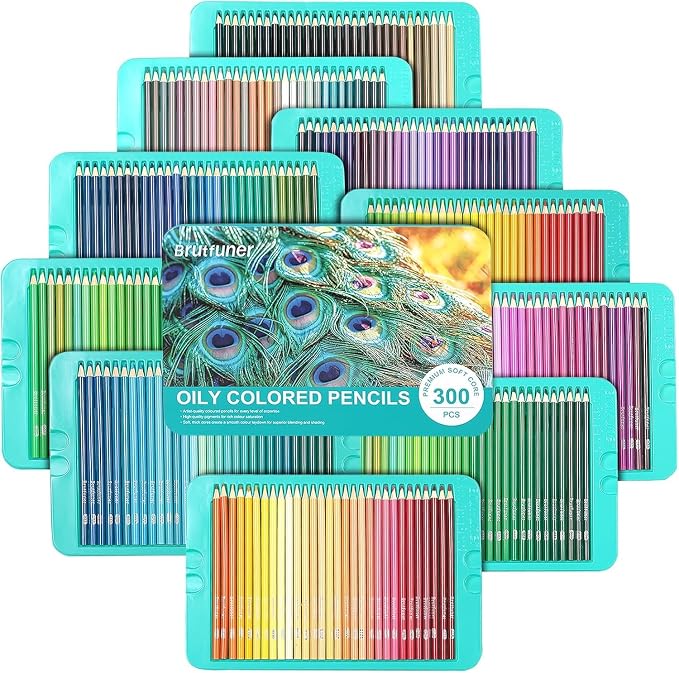 LBW Colored Pencils for Adult Coloring Books, 300 Oil Based Soft Core Professional Color Pencils Set for Artists Beginners, Ideal for Coloring Sketching Drawing Blending