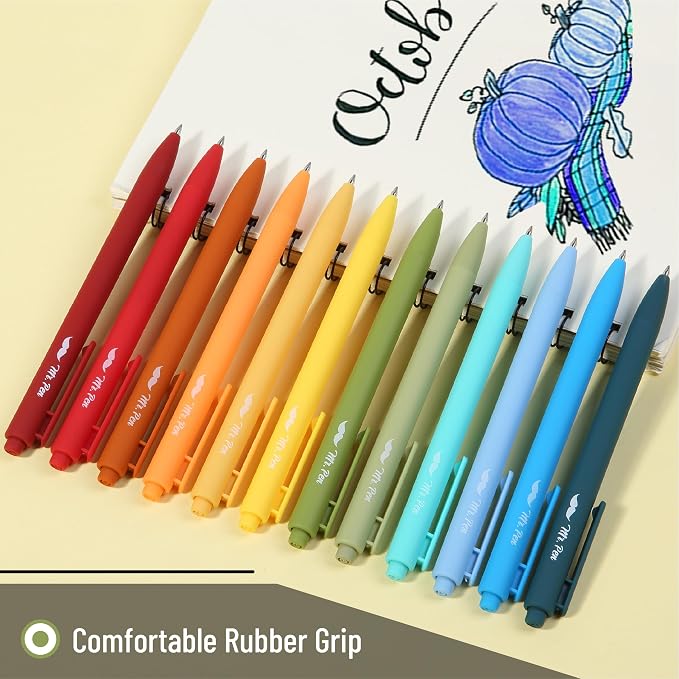 Mr. Pen- Retractable Gel Pens, 12 Pack, Winter Forest Color Inks | Fine Point 0.5mm, Fast Dry, Smooth Writing, Cute Pens for Drawing, Writing Planner and School Supplies
