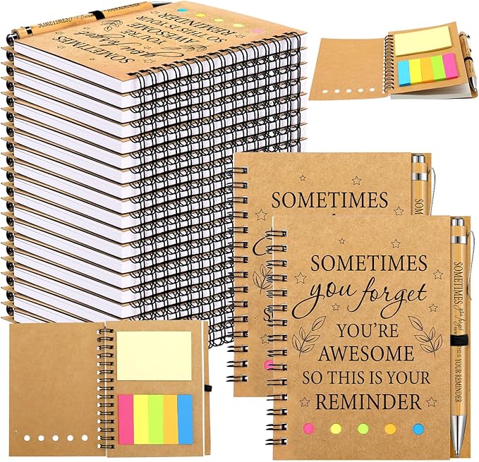 Yeaqee 100 Pcs Employee Appreciation Gifts Inspirational Gifts Set Mini Spiral Notebooks with Pen May You Be Proud of The Work You Do Motivational Thanks Gift for Staff Coworkers (Awesome)
