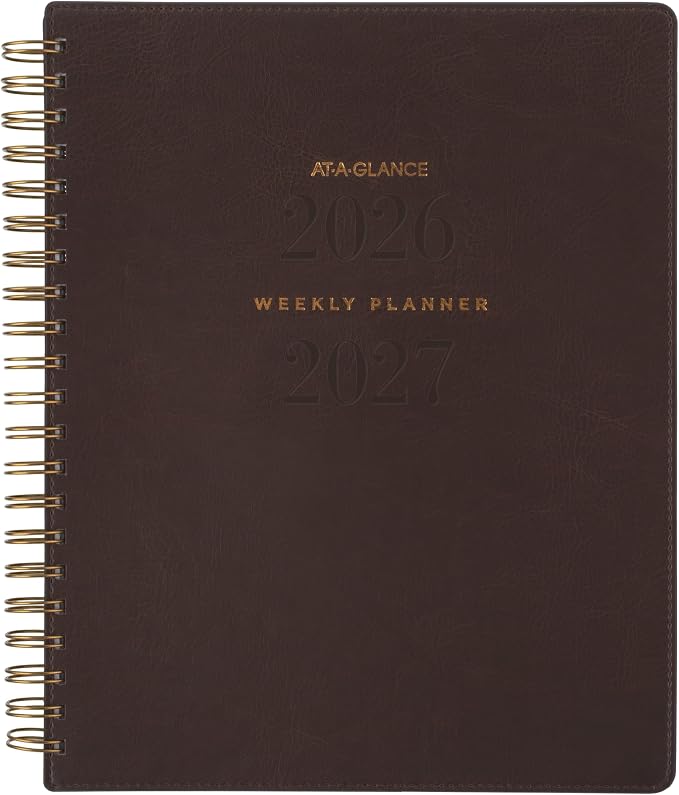 AT-A-GLANCE Planner 2026-2027 Weekly & Monthly Academic 13-Month July-July, 8-1/2" x 11", Signature, Brown (YP905A09)