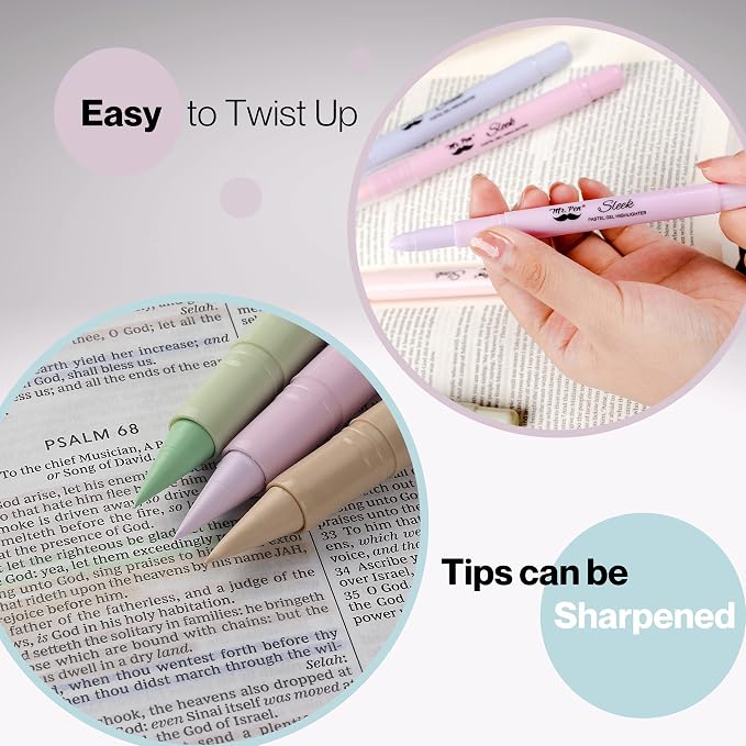 Mr. Pen- No Bleed Gel Highlighters, Morandi Colors, 8 Pack | Bible Highlighters and Pens No Bleed, Bible Markers for Study, Journaling, School Supplies and Accessories