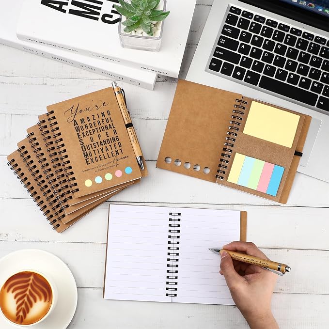Jetec 50 Sets Inspirational Notebook Bulk Back to School Gifts Motivational Notebook with Pen and Sticky Notepad Employee Appreciation Gift for Teacher Student Coworker School Office (Amazing)