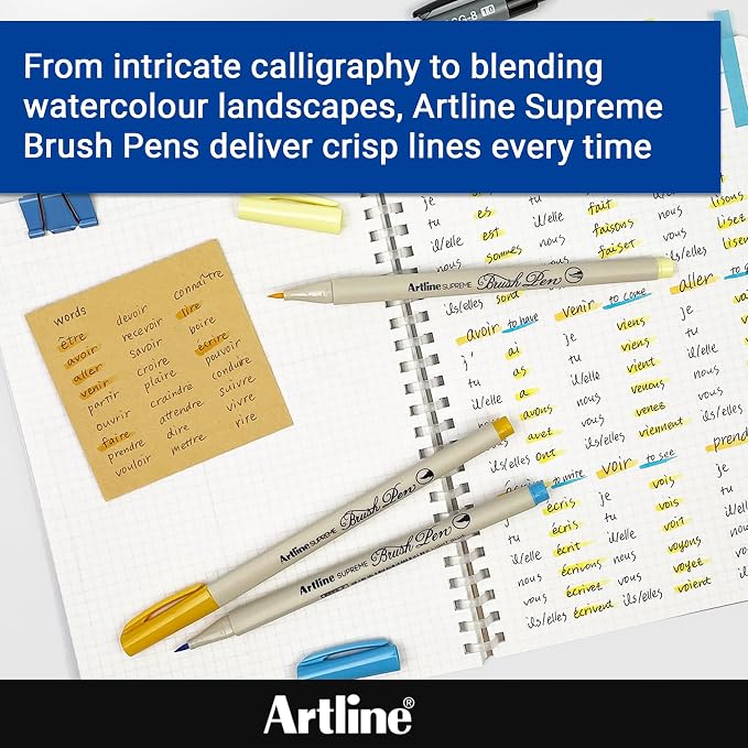 Artline SUPREME Brush Pens | AP Certified Safe for Kids | Blur Resistant Ink | EPFS-F | Flexible Brush Nib Creates Unique Wide & Fine Lines | Assorted Floral 7-Pack