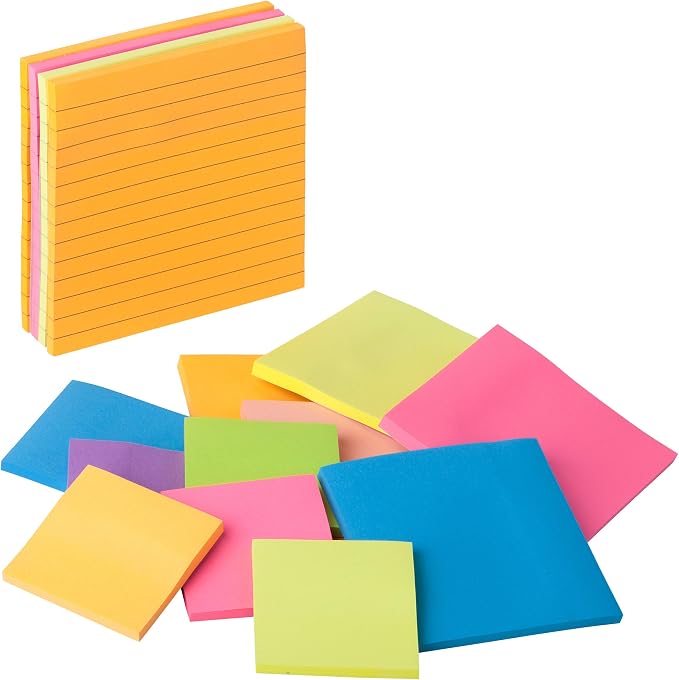 Mr. Pen- Sticky Notes Set, Assorted Sizes, 15 Pc, Bright Colors, Sticky Notes, Sticky Note Pads, Sticky Notes Variety (Pack of 2)