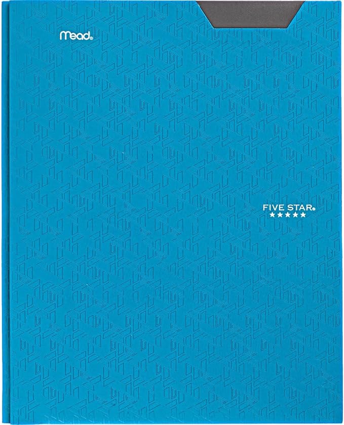 Five Star 2-Pocket Folder,Plastic Folder with Stay-Put Tabs and Prong Fasteners,Holds 8-1/2" x 11" Paper,Tidewater Blue,White,Amethyst Purple,Harvest Yellow (38064),(Pack of 24)