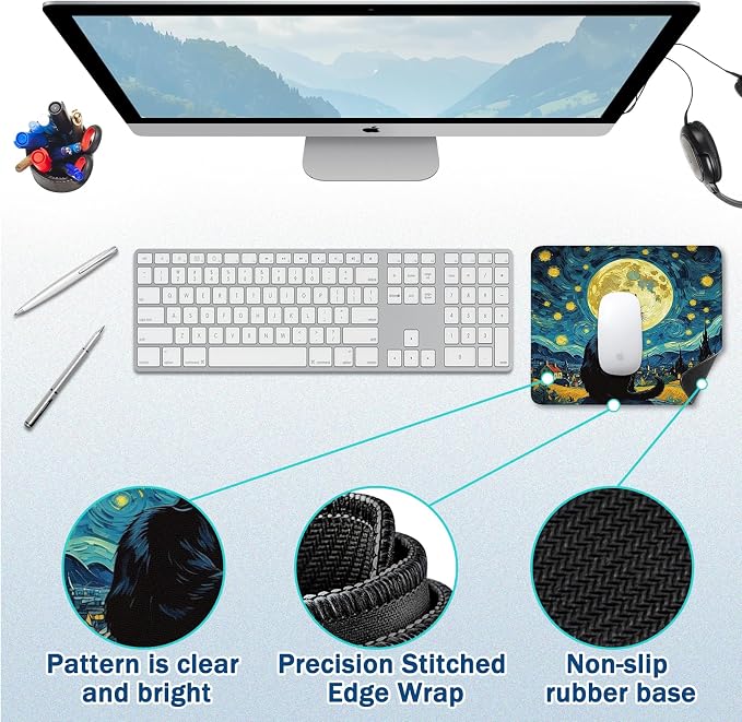 Mouse Pad for Gaming & Office - (11.8"×9.8") Small Desk Mat with Smooth Surface and Stylish Design for PC, Home Office Decor and Work
