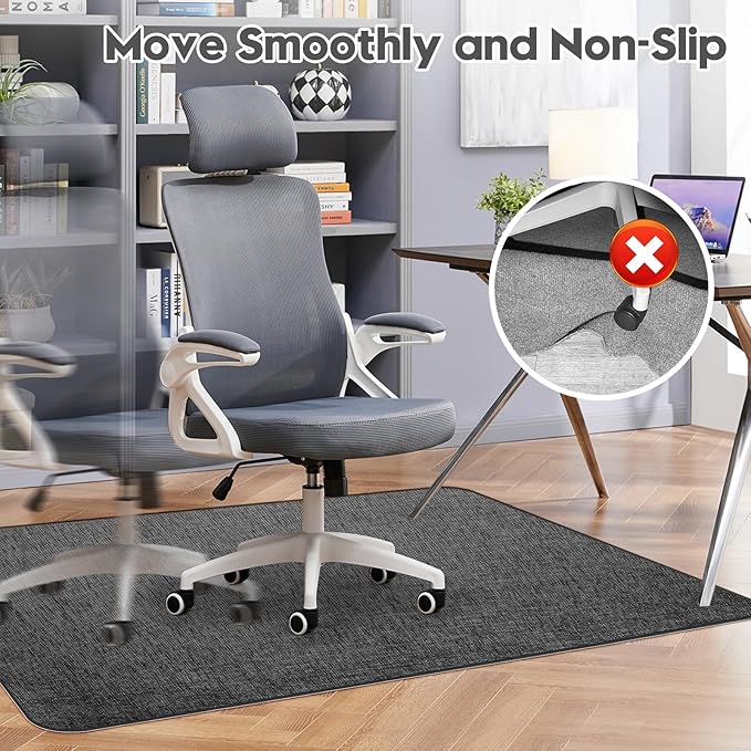Sycoodeal Office Chair Mat for Hardwood & Tile Floor,Computer Gaming Chair Mat for Rolling Chairs Non-Curve, Anti-Slip, Heavy Duty Floor Protector for Home Office,Black (48" x 60")