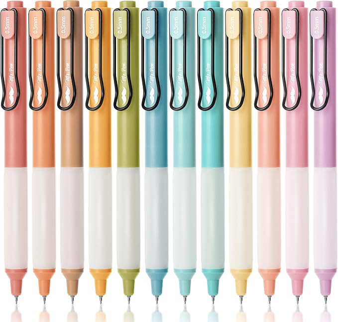 Mr. Pen- Retractable Gel Pens, 12 Pack, Black Ink, Pastel Barrels | Fine Point 0.5 mm, Fast Dry, Smooth Writing, Cute Pens for Drawing, Writing Planner and School Supplies