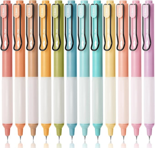 Mr. Pen- Retractable Gel Pens, 12 Pack, Black Ink, Pastel Barrels | Fine Point 0.5 mm, Fast Dry, Smooth Writing, Cute Pens for Drawing, Writing Planner and School Supplies