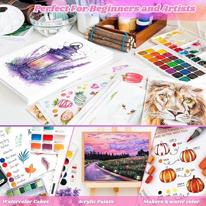 Watercolor Paper, 250 Sheets Water Color Paper Bulk, 9"x12" Drawing Paper | Art Supplies for Kids Adults,Artist Sketch Easel Painting Paper, Valentines Day Stocking Stuffers, Teacher & School Supplies