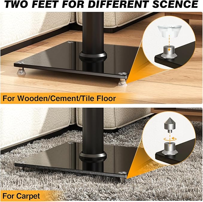 5Rcom Universal Speaker Stands for Surround Sound with 360° Swivel，Height Adjustable Bookshelf Speakers Stand from 32" to 43" with Cable Management, Speaker Stands Pair with Nonslip Pad Easy Install