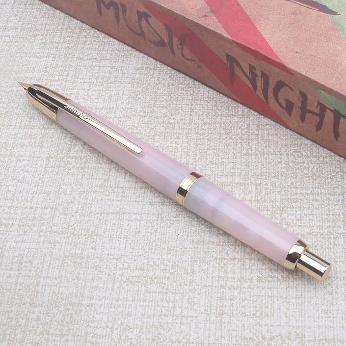 JINHAO 20 Pink Gold Clip Press Fountain Pen Retractable Nib Ink Pen with Converter Stationery School Supplies