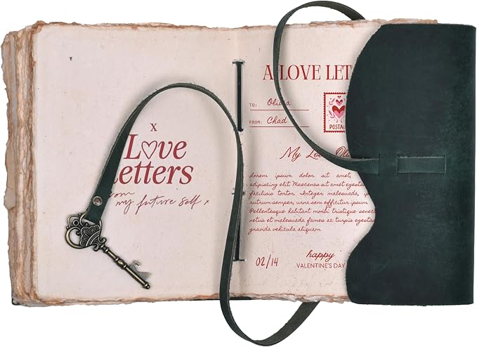 LEATHER VILLAGE Vintage Leather Journal – 200 Handmade Vintage Deckle Edge Paper – Leather bound Journal For Women Men – Vintage Key Closure - Book of Shadows - Turquoise - 13X8 inches