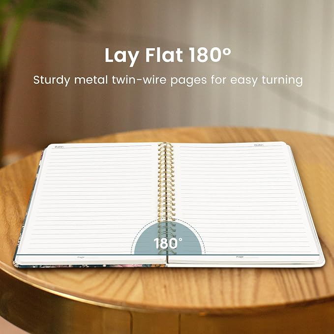 Taja Spiral Journal Notebook for Women, Pretty Hardcover Lined Notebook for Work & Note Taking, Aesthetic Cute Journal for Writing, 140 Pages, 5.8"x8.3", Vivid Mushroom