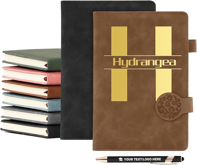 ENOMY Personalized Notebook Set with 10PC Pens Custom Journal for Writing Men Women Custom Notebook Ideal Graduation Valentine's Day Gift, Brown