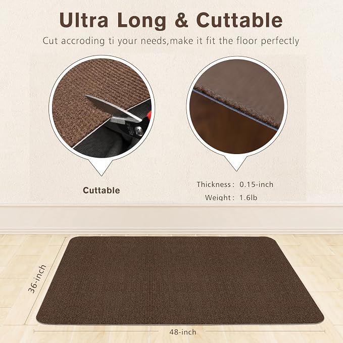 Sycoodeal Office Chair Mat for Hardwood Floor,Office Computer Gaming Chair Mat for Tile Floor,Large Floor Protector Rug,Anti-Slip,Easy to Clean,Coffee(48"x36")