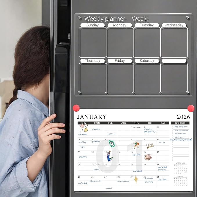 Yoment Desk Calendar Refill 2026-2027, Jan 2026-Dec 2027, Large 10"x16" Monthly Planner with to-do Lists 24 Months Calendar for Office School Home, Black