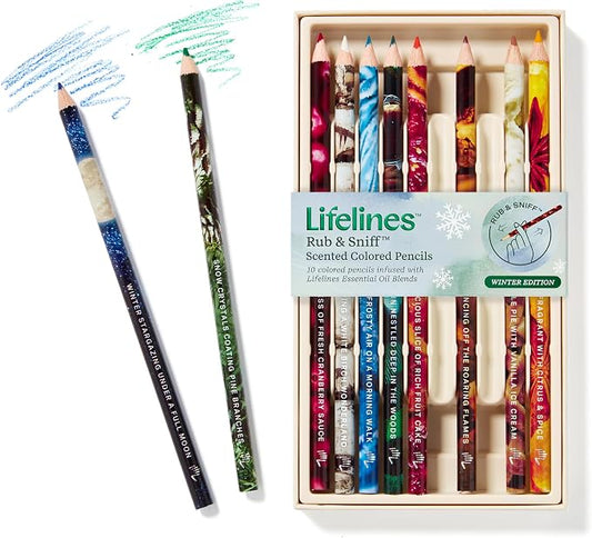 Lifelines Scented Colored Pencils, 10-Pack Winter - Rub & Sniff Color Pencils Infused with Essential Oil Blends for Arts & Crafts, Coloring Books & School Supplies | Rub & Sniff Color Pencil Set Infused with Essential Oil Blends for Arts & Crafts, Colo...