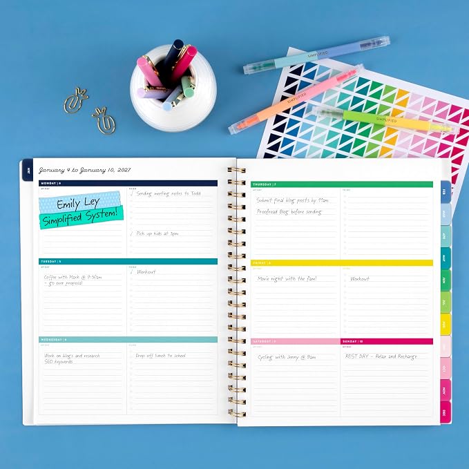 AT-A-GLANCE 2027 Planner, Simplified by Emily Ley, Weekly & Monthly, 8.5" x 11", Happy Stripe (EL57-905-27)