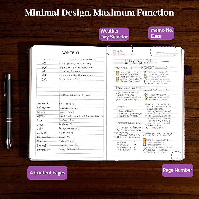 CAGIE Leather Lined Journal Notebook for Men & Women, Debossed Cross, 320 Pages 100 GSM Thick Paper, A5 Hardcover Journaling Notebooks for Writing, 5.7'' X 8.3'' Diary, Purple