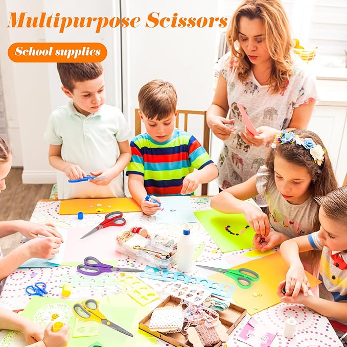 Scissors Bulk Set of 6-Pack, Taotree 8"Scissors All Purpose Heavy Duty | Sharp Shears for Office School Supplies, School Student Teacher Adult Home Art Craft Sewing Fabric, Scrapbook, Comfort Grip