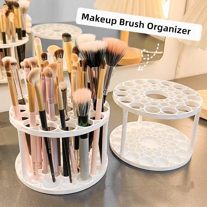 Feadily 4 PCS 45 Hole Paint Brush Holder, Makeup Brush Storage, Desk Organizer for Colored Pencils, Markers (Beige)