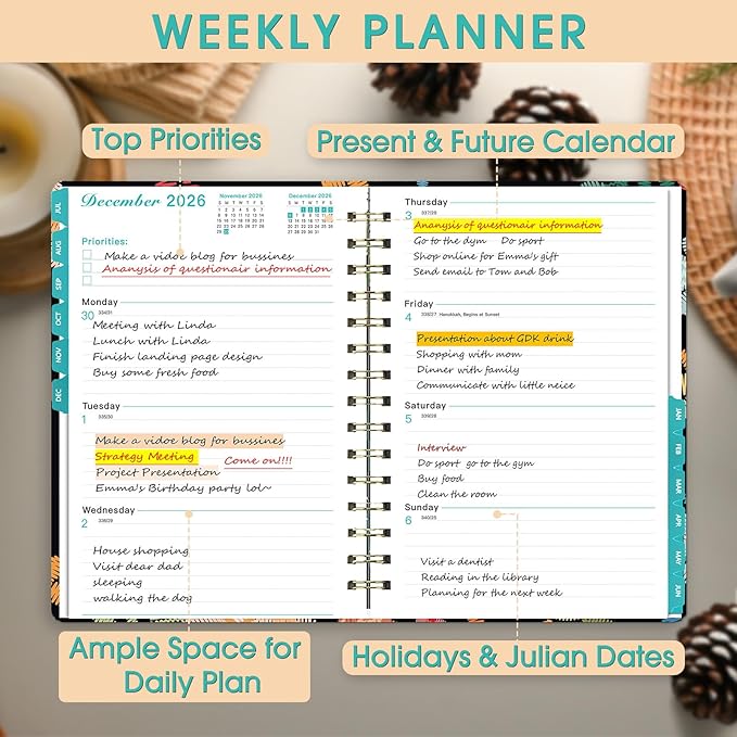 Planner 2026-2027 Weekly and Monthly Calendar Planner Jul 2026-Jun 2027 | Academic Planner with Stickers,Tabs and Pocket,Teacher Student Planning book Ideal for Office School Supplies,6.3" x 8.5"