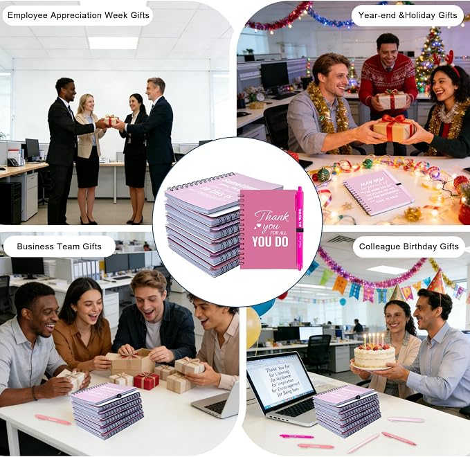 20 Sets/40 Pcs Employee Appreciation Gifts Bulk – Inspirational Notebooks with Motivational Pens, Small Notepads for Coworkers, Office Staff, Team, Volunteer, Nurse, Teachers, Housekeeping (Pink)