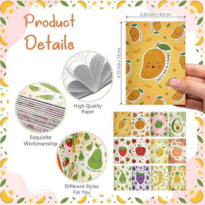 Resurhang 36 Set Inspirational Notebooks with Positive Pen Bulk,Fruit