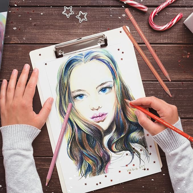 MARTCOLOR Skin Tone Colored Pencils for Portraits and Skintone, 24 Colors | Oil Color Pencils for Drawing, Sketching, Adult Coloring, Shading & Blending, Artist Pencils for Beginners, Artists