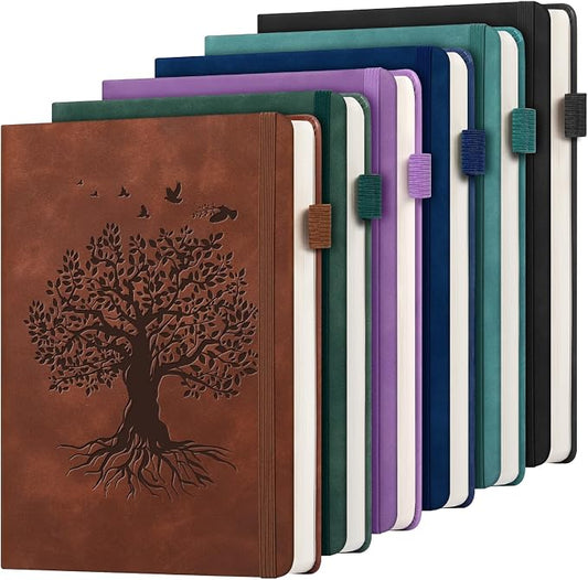 6 Pack Lined Journal Notebook for Women Men, A5 Hardcover Leather Journals for Writing, 200 Pages Thick Paper, Daily Journal Notebook for Work, School, Note Taking, Business, Travel, College Ruled