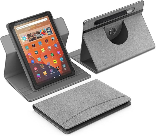 MoKo for Universal 11 inch Android Tablet Case with Pen Holder, Denim Gray | Fits All 9.6-11 inch Tablets, Slim 360 Degree Rotating Cover, Multi-Angle Stand, Front Pocket, No fit iPad/NO back opening