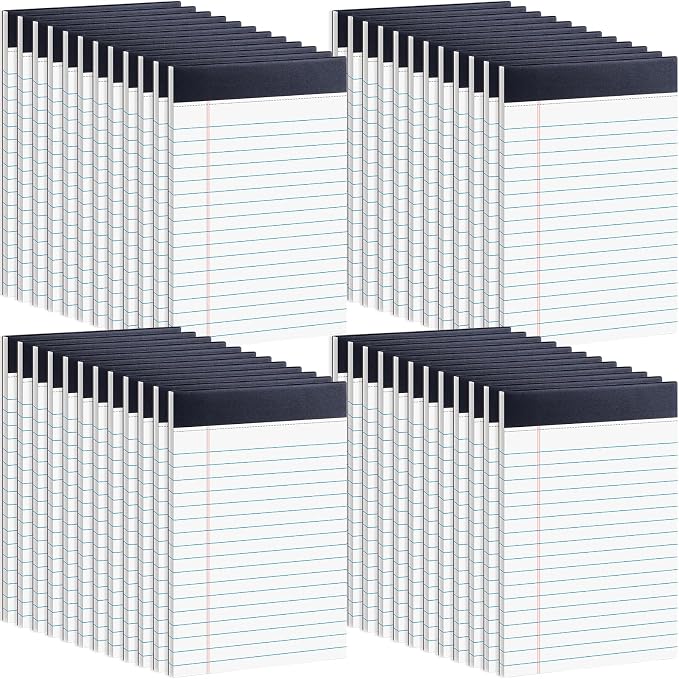 Oleitodh 48 Pack Legal Pads 8.5 x 11 White Wide Ruled Writing Pads Bulk | 30 Sheets Each, Thick Paper, Easy Tear Pages, Smooth Writing, Office, School, Home, Work, Daily Notes