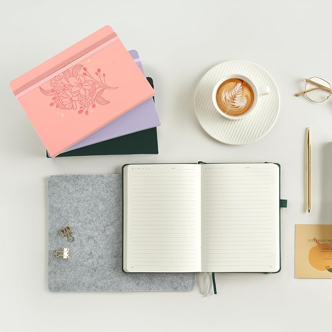 &And Per Se 365 Page Journal – A5 Hardcover Lined Notebook, One Book for the Whole Year, 100gsm Thick Paper, Numbered Pages & 3 Bookmarks, Annual Diary for Daily Writing (Lavender)