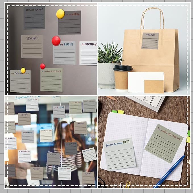 Yinder 24 Pcs Inspirational Sticky Notes, Back to School Supplies, Cute Motivational Sticky Notes Pad Employee Appreciation Gifts Bulk for Teacher Coworker Office 3 x 3'' (Appreciation,Neutral)