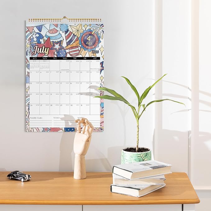 Ospelelf Wall Calendar 2026-2027, 12'' x 17'' Coloring Calendar with Plastic Cover, 18 Months Calendar for Girls, Kids and Family, Use Jan 2026 - June 2027, Season