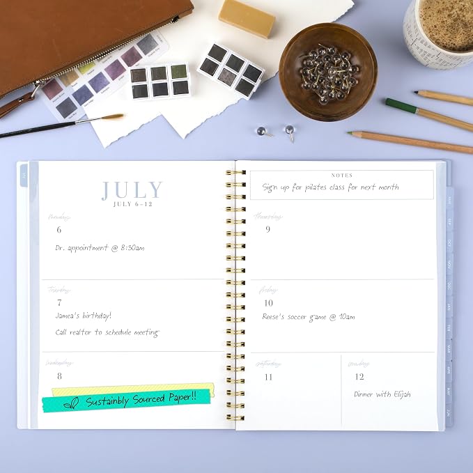 Cambridge Planner 2026-2027 Weekly & Monthly Academic 12-Month July-June, 8-1/2" x 11", Leah Bisch, Pansy Bouquet (LB50-905A)