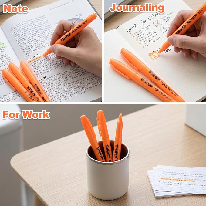 Highlighters Orange 48 Pack,Bible Highlighters No Bleed–Bulk Chisel Tip Highlighter Markers Set for School,Office,Study,Journaling–Smear-Free,Quick Dry–Fluorescent Pens for Teachers Students