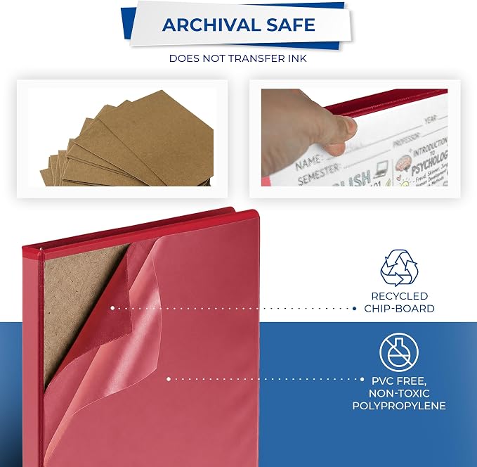 Samsill 0.5 Inch 3 Ring Binders, Economy Round Ring, Clear View Cover, 100 Sheet Capacity - for School, Home, Office - Red, 12 Pack