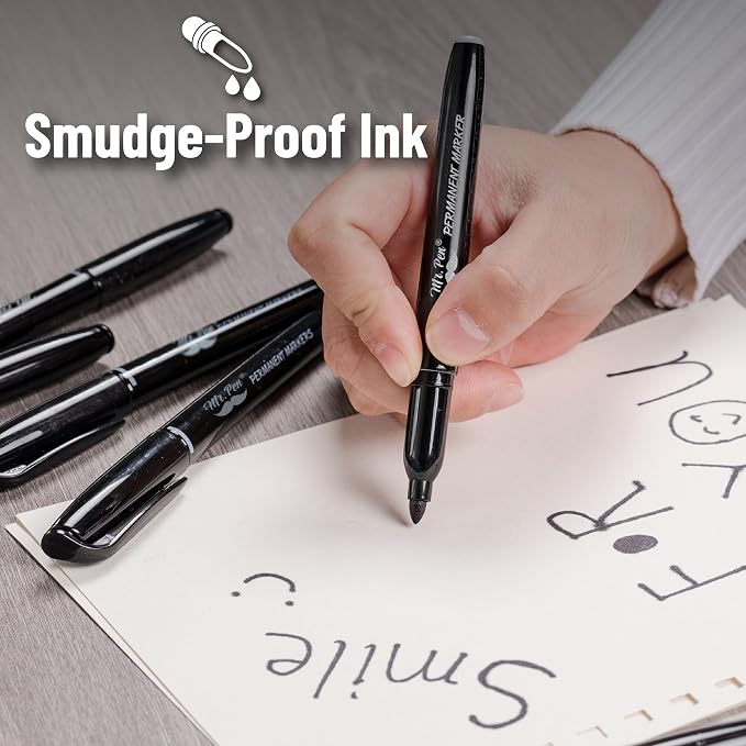 Mr. Pen- Permanent Markers, 12 Pack, Black, Fine Tip, Black Markers | Fine Tip Markers