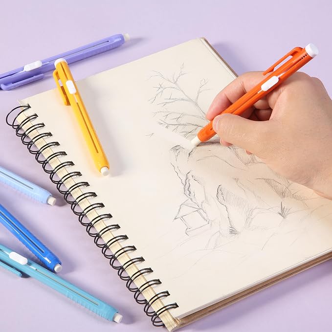 Mr. Pen- Retractable Mechanical Eraser Pens, 6 Pack, Winter Colors | Latex-Free Precision Pencil Erasers for Artists, Students, Drawing, Sketching & Drafting