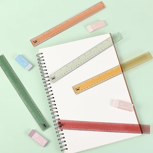 Mr. Pen- Ruler, 12 inch Ruler, 6 Pack, Vintage Colors, Clear Rulers 12 Inch | Rulers