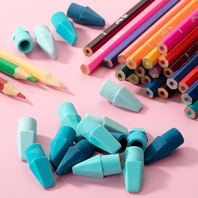 Mr. Pen- Pencil Top Erasers, 120 Pack, Blue Shades, Latex-Free | No-Smudge Cap Pencil Erasers for Precise Erasing, Kids, Teachers, Studying Supplies