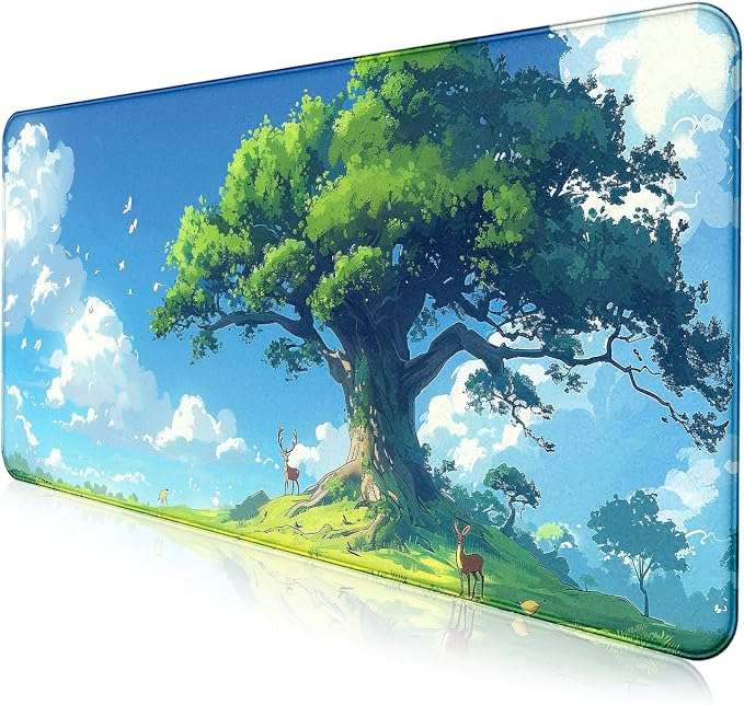 Large Green Plant Outdoor Landscape Office Desk Pad, Computer Mouse Pad | Large Extended Mouse Pad; Full Desk Coverage; Waterproof Coating; Stable Anti-Slide Base For Gaming, Office, Study Daily Use
