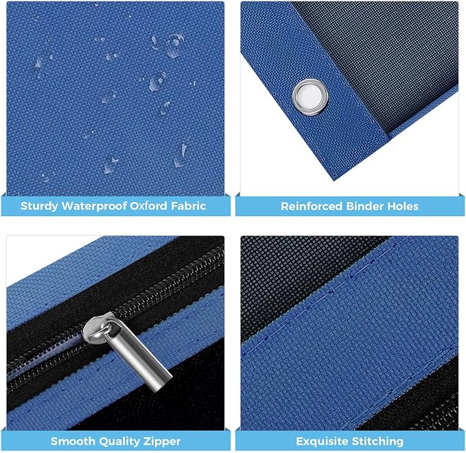 SKYDUE 3 Ring Pencil Pouch for Binder, Zipper Binder Pencil Pouch with 3 Pockets and Mesh Window, Durable Organizer for School Supplies, Cables, Earbuds, Makeup