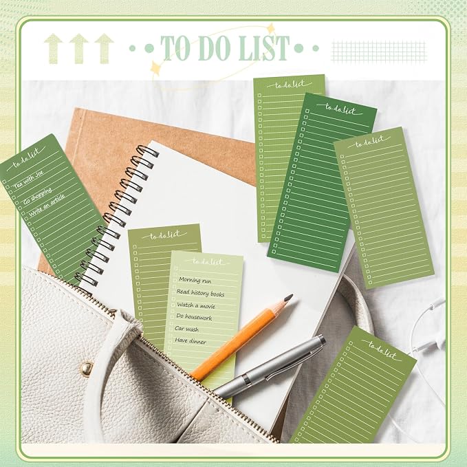Censen 10 Pack 500 Sheets to Do List Notes Daily Checklist Notepad with 50 Sheets Undated Memo Pad Color Block Shopping List Weekly Plan Notepad Organizer Planners(Gradient Green,Lined)