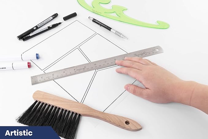 Pacific Arc 12 Inch Stainless Steel Ruler with Inch/Metric Conversion Table