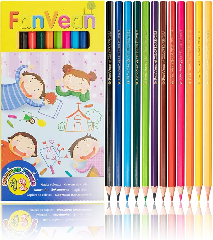 Colored Pencils for Kids Classroom Set, 12 Count Pre-sharpened Coloring pencil Bulk Gift